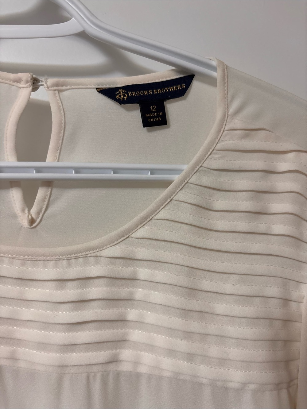 Brooks Brothers Cream Pintuck Yoke Blouse